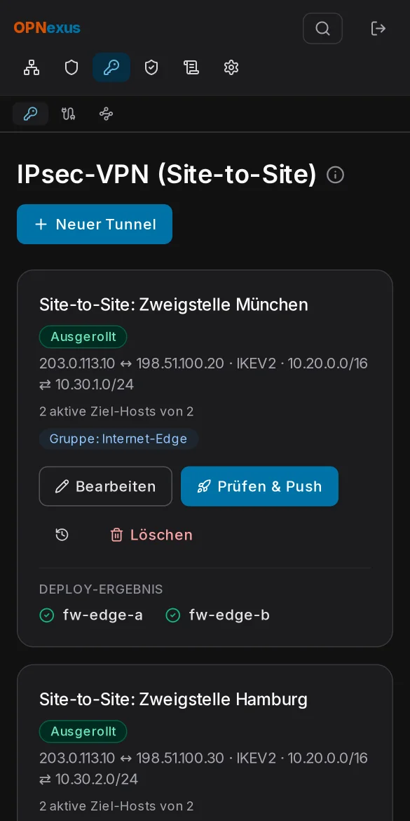 IPsec Site-to-Site-Tunnel zu zwei Zweigstellen