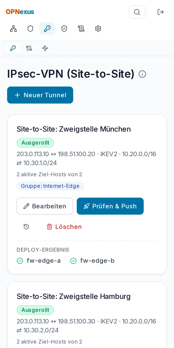 IPsec Site-to-Site-Tunnel zu zwei Zweigstellen