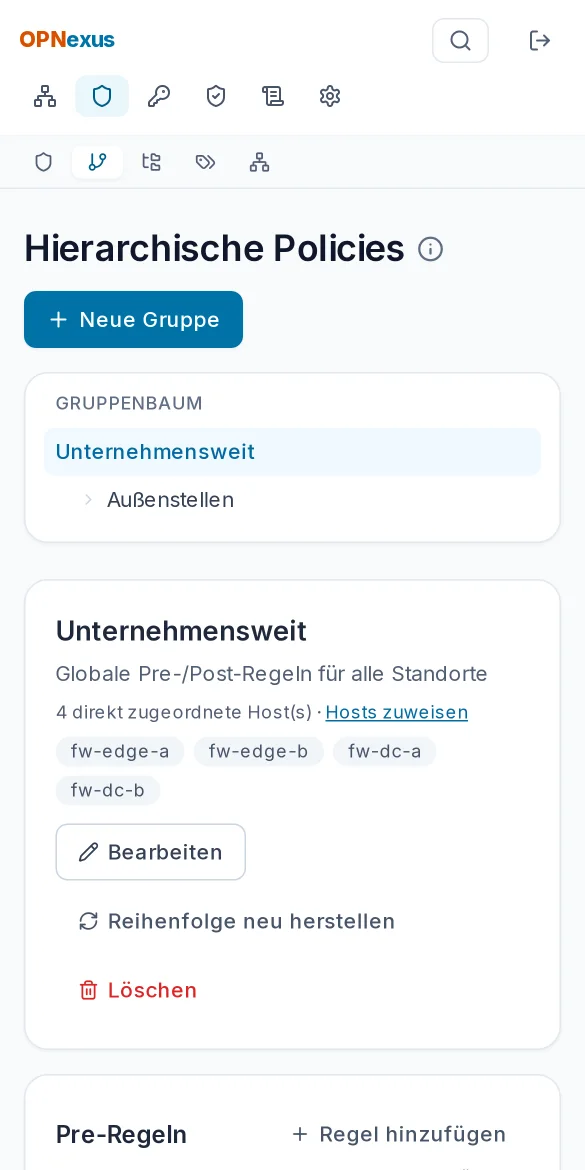 Hierarchische Policies mit vererbten Pre- und Post-Regeln