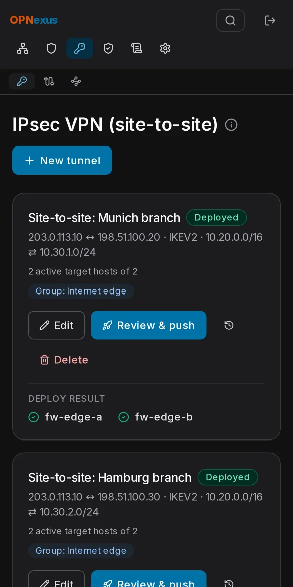 IPsec site-to-site tunnels to two branch offices