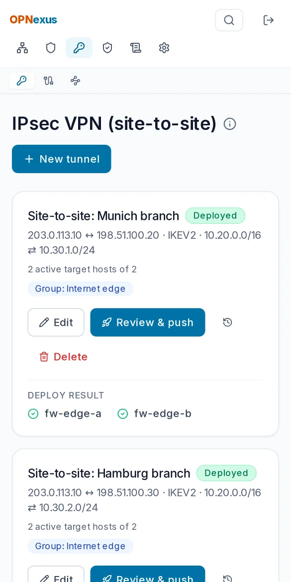 IPsec site-to-site tunnels to two branch offices